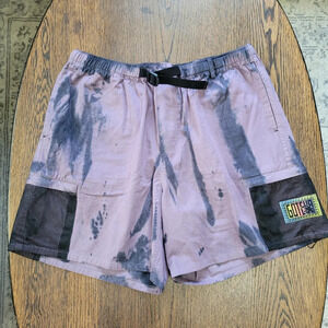 Gotcha Purple Tie Dye Cargo Canvas Shorts with Mesh Side Pockets Size Large